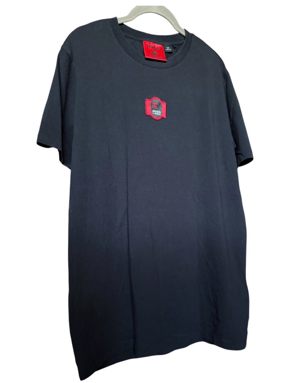 Men’s BAPE x  Hugo Boss Black Crewneck Tee with Red Logo Patch